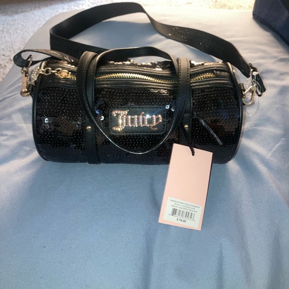 Juicy Couture Black Sequin Barrel Bag with Gold Accents - Picture 2 of 8